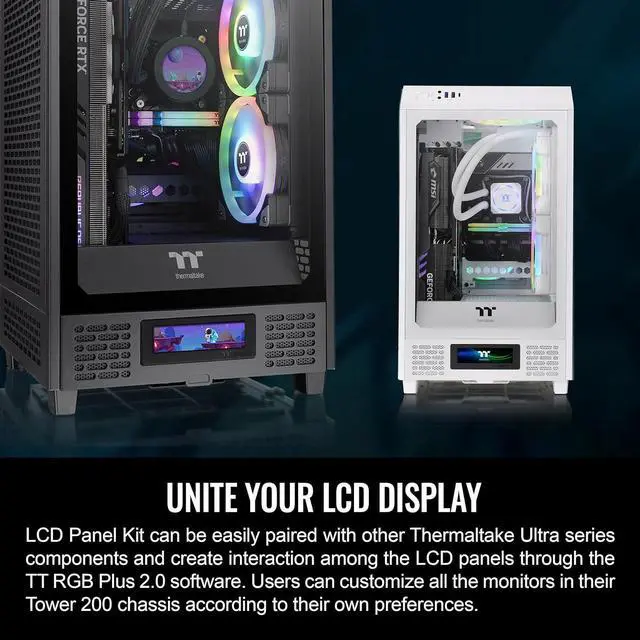 Alt view image 2 of 6 - Thermaltake Tower 200 Series Snow LCD Panel Kit, 3.9" LCD Display, Supported by Tt RGB Plus 2.0 Software, AC-066-OO6NAN-A1, 3 Year Warranty