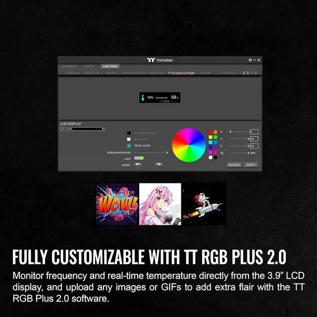 Alt view image 4 of 6 - Thermaltake Tower 200 Series Snow LCD Panel Kit, 3.9" LCD Display, Supported by Tt RGB Plus 2.0 Software, AC-066-OO6NAN-A1, 3 Year Warranty