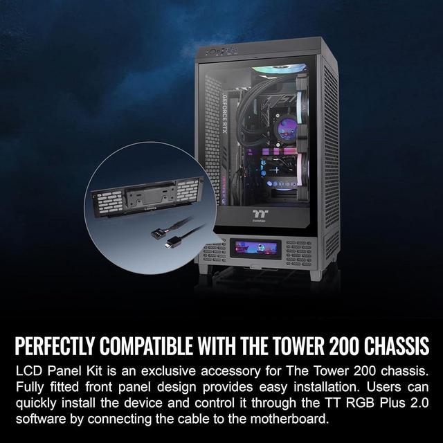 Alt view image 3 of 6 - Thermaltake Tower 200 Series Black LCD Panel Kit, 3.9" LCD Display, Supported by Tt RGB Plus 2.0 Software, AC-066-OO1NAN-A1, 3 Year Warranty