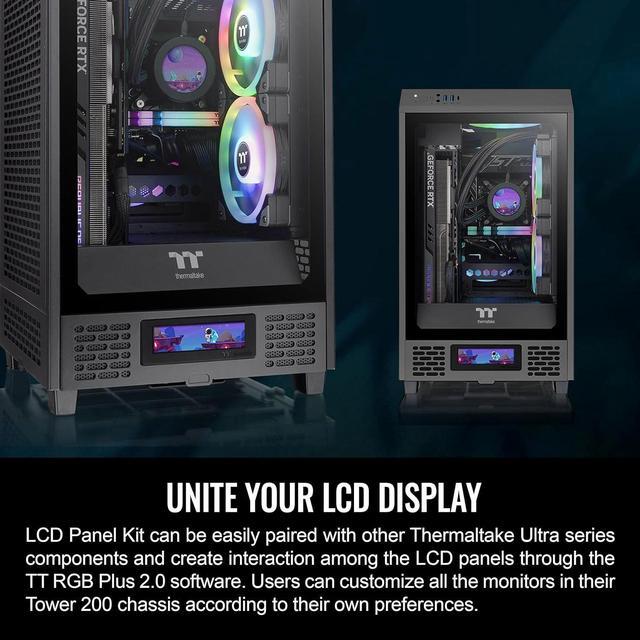 Alt view image 2 of 6 - Thermaltake Tower 200 Series Black LCD Panel Kit, 3.9" LCD Display, Supported by Tt RGB Plus 2.0 Software, AC-066-OO1NAN-A1, 3 Year Warranty