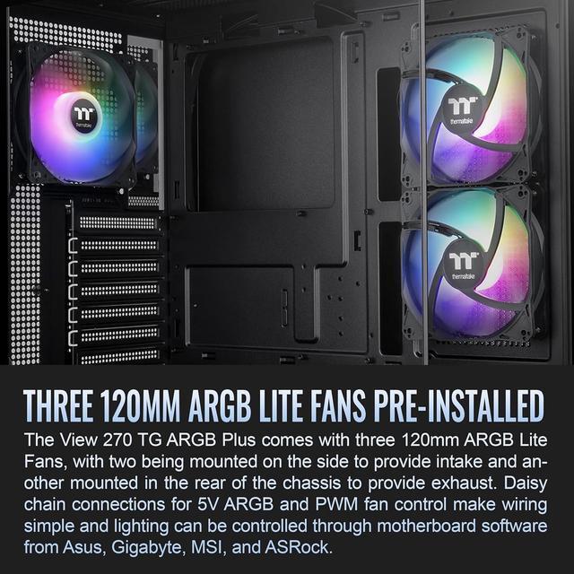 Alt view image 2 of 7 - Thermaltake View 270 Plus TG ARGB ATX Mid-Tower Gaming Computer Case Black (CA-1Y7-00M1WN-01)