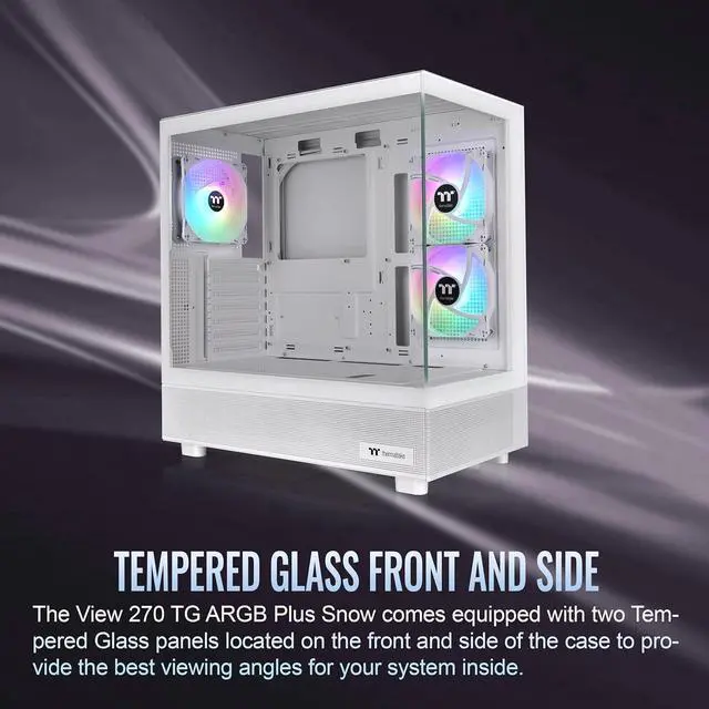 Alt view image 5 of 7 - Thermaltake View 270 Plus TG ARGB Snow Mid Tower E-ATX Case 3x120mm ARGB Fans Included Support Up to 360mm Radiator Front & Side Dual Tempered Glass Panel CA-1Y7-00M6WN-01