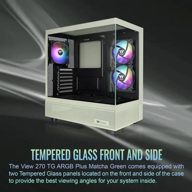 Alt view image 5 of 7 - Thermaltake View 270 Plus TG ARGB ATX Mid-Tower Gaming Computer Case Matcha Green (CA-1Y7-00MEWN-01)