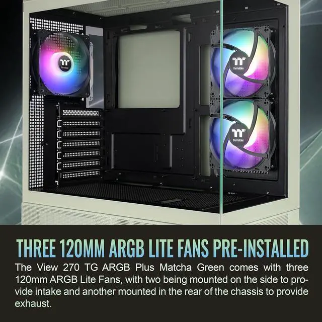 Alt view image 2 of 7 - Thermaltake View 270 Plus TG ARGB ATX Mid-Tower Gaming Computer Case Matcha Green (CA-1Y7-00MEWN-01)