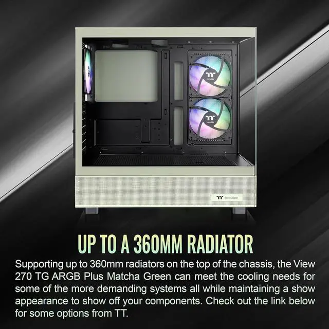 Alt view image 4 of 7 - Thermaltake View 270 Plus TG ARGB ATX Mid-Tower Gaming Computer Case Matcha Green (CA-1Y7-00MEWN-01)