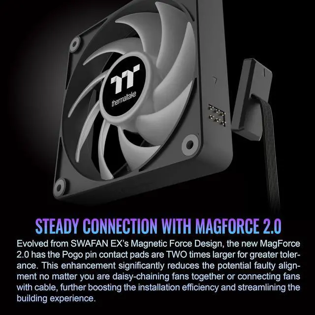 Alt view image 3 of 6 - Thermaltake CT140 EX ARGB Sync PC Cooling Fan (3-Fan Pack), Magnetic Connection, 5V Motherboard Sync, 16.8 Million Colors 9 Addressable LEDs, 140 mm Case/Radiator Fan, CL-F182-PL14SW-A