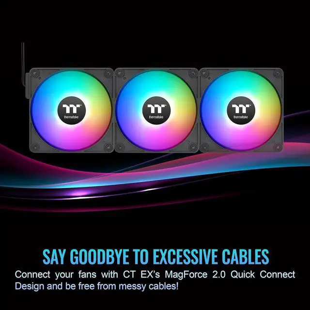 Alt view image 4 of 6 - Thermaltake CT140 EX ARGB Sync PC Cooling Fan (3-Fan Pack), Magnetic Connection, 5V Motherboard Sync, 16.8 Million Colors 9 Addressable LEDs, 140 mm Case/Radiator Fan, CL-F182-PL14SW-A
