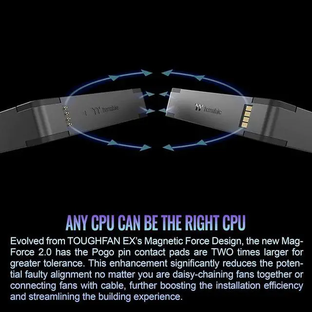 Alt view image 3 of 6 - Thermaltake TOUGHFAN EX14 Pro PC Cooling Fan, Magnetic Connection, Swappable Fan Blade, PWM Controlled 500~2000 RPM, Air Flow 119.6 CFM, 140mm Case/Radiator Fan (3 Pack) CL-F172-PL14BL-A