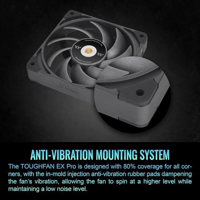 Alt view image 6 of 6 - Thermaltake TOUGHFAN EX14 Pro PC Cooling Fan, Magnetic Connection, Swappable Fan Blade, PWM Controlled 500~2000 RPM, Air Flow 119.6 CFM, 140mm Case/Radiator Fan (3 Pack) CL-F172-PL14BL-A