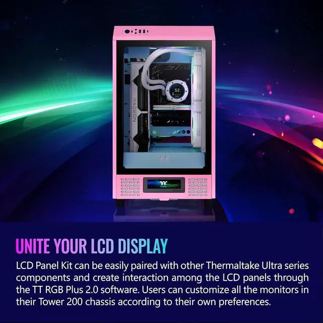 Alt view image 5 of 6 - Thermaltake Tower 200 Series Bubble Pink LCD Panel Kit, 3.9" LCD Display, Supported by Tt RGB Plus 2.0 Software, AC-067-OOANAN-A1, 3 Year Warranty