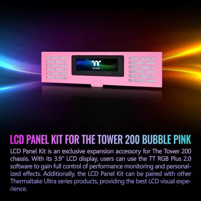 Alt view image 2 of 6 - Thermaltake Tower 200 Series Bubble Pink LCD Panel Kit, 3.9" LCD Display, Supported by Tt RGB Plus 2.0 Software, AC-067-OOANAN-A1, 3 Year Warranty