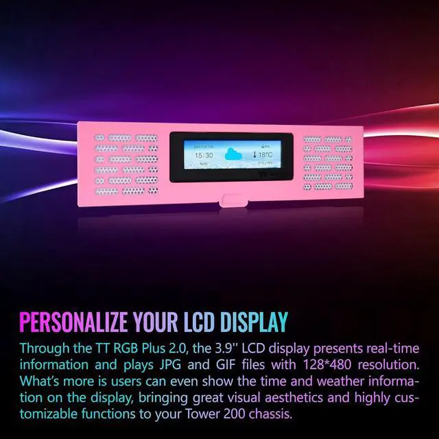 Alt view image 4 of 6 - Thermaltake Tower 200 Series Bubble Pink LCD Panel Kit, 3.9" LCD Display, Supported by Tt RGB Plus 2.0 Software, AC-067-OOANAN-A1, 3 Year Warranty