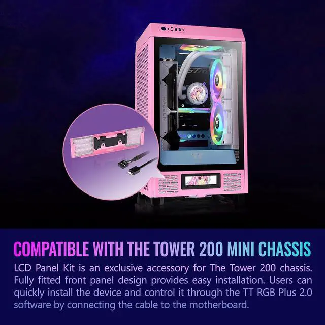 Alt view image 3 of 6 - Thermaltake Tower 200 Series Bubble Pink LCD Panel Kit, 3.9" LCD Display, Supported by Tt RGB Plus 2.0 Software, AC-067-OOANAN-A1, 3 Year Warranty