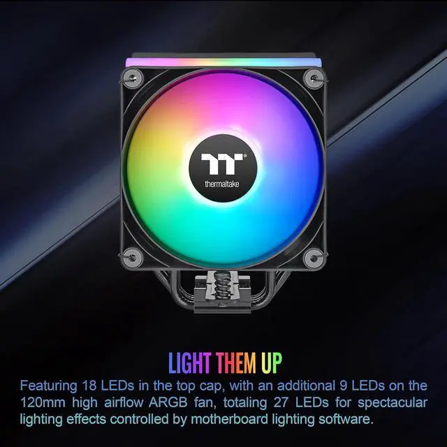 Alt view image 4 of 6 - Thermaltake ASTRIA 200 ARGB CPU cooler, Compatible with latest Intel LGA 1851 and AMD AM5 CPU socket Single Tower 210W TDP cooling power CL-P119-AL12SW-A