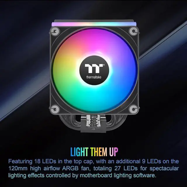 Alt view image 4 of 6 - Thermaltake ASTRIA 400 ARGB CPU cooler Compatible with latest Intel LGA 1851 and AMD AM5 CPU socket Single Tower 230W TDP cooling power CL-P120-CA12SW-A