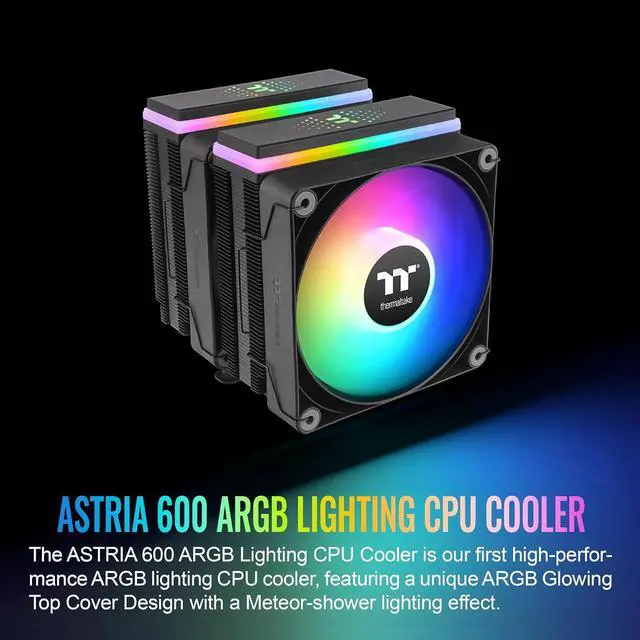 Alt view image 2 of 6 - Thermaltake ASTRIA 600 ARGB CPU Cooler Compatible with latest Intel LGA 1851 and AMD AM5 CPU socket Dual Tower 265W TDP cooling power CL-P121-CA12SW-A
