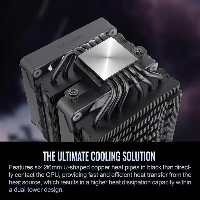 Alt view image 5 of 6 - Thermaltake ASTRIA 600 ARGB CPU Cooler Compatible with latest Intel LGA 1851 and AMD AM5 CPU socket Dual Tower 265W TDP cooling power CL-P121-CA12SW-A