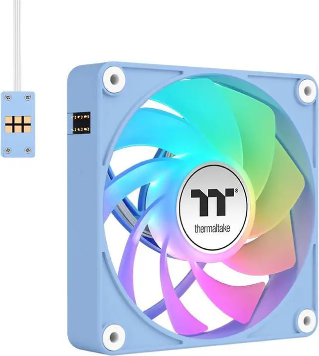 Alt view image 4 of 6 - Thermaltake CT120 EX ARGB Reverse PC Cooling Fan HydrangeaBlue 3-Fan Pack, Magnetic Connection, 5V Motherboard Sync, 16.8 Million Colors 9 Addressable LEDs,120 mm Case/Radiator Fan, CL-F198-PL12BU-A