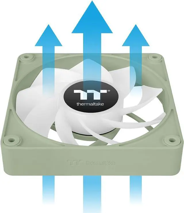 Alt view image 5 of 6 - Thermaltake CT120 EX ARGB Reverse PC Cooling Fan Matcha Green 3-Fan Pack, Magnetic Connection, 5V Motherboard Sync, 16.8 Million Colors 9 Addressable LEDs, 120 mm Case/Radiator Fan, CL-F198-PL12MG-A