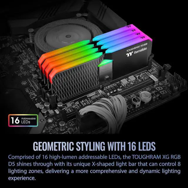 Alt view image 6 of 6 - Thermaltake TOUGHRAM XG RGB D5 32GB (2x16GB) DDR5 7200MT/s CL36 1.45V Hynix Mermoy, 16 LEDs, SW Control, RG33D516GX2-7200C36B