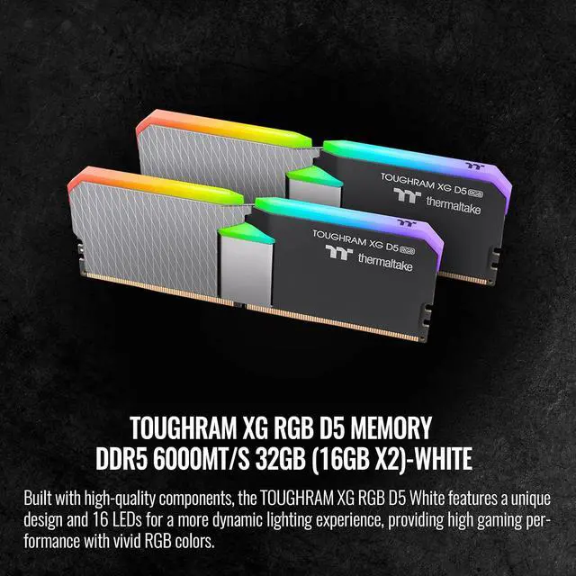 Alt view image 2 of 5 - Thermaltake TOUGHRAM XG RGB D5 32GB (2x16GB) DDR5 6000MT/s C36 Memory, 16 LEDs, RG33D516GX2-6000C36B