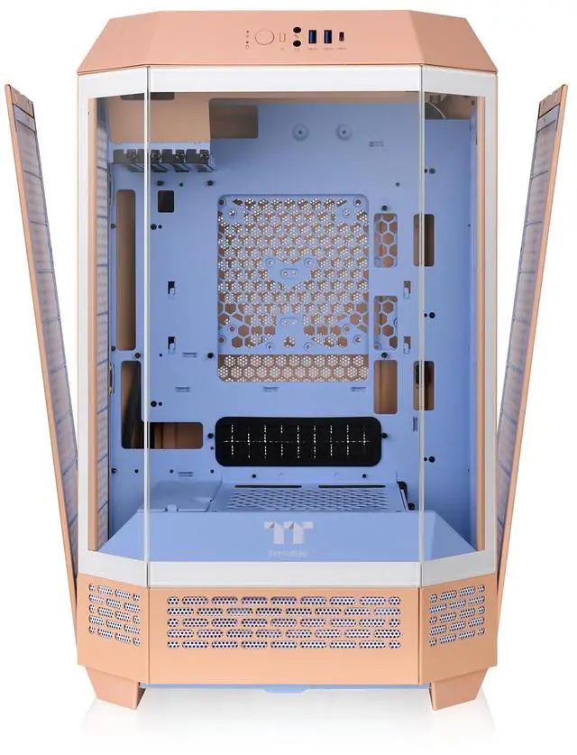 Alt view image 3 of 9 - Thermaltake Tower 300 Summer Edition Peach Fuzz Micro-ATX Case; 2x140mm CT Fan Included; Supports Up to 420mm Radiator; Horizontal Display Capable; CA-1Y4-00SKWN-00