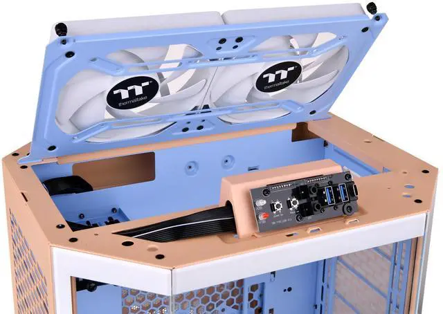Alt view image 6 of 9 - Thermaltake Tower 300 Summer Edition Peach Fuzz Micro-ATX Case; 2x140mm CT Fan Included; Supports Up to 420mm Radiator; Horizontal Display Capable; CA-1Y4-00SKWN-00