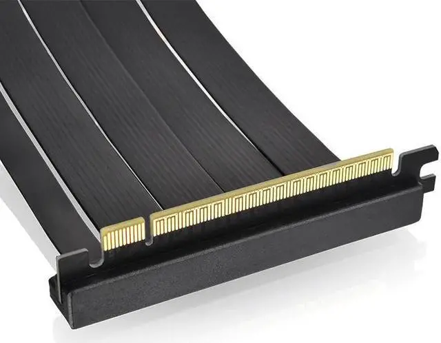 Alt view image 5 of 6 - Thermaltake PCIe 4.0 Dual 90°Degree Connectors Riser Cable; 16Gbps High-Speed Transmission; 130mm; EMI Shielding; AC-071-CO1OTN-C1