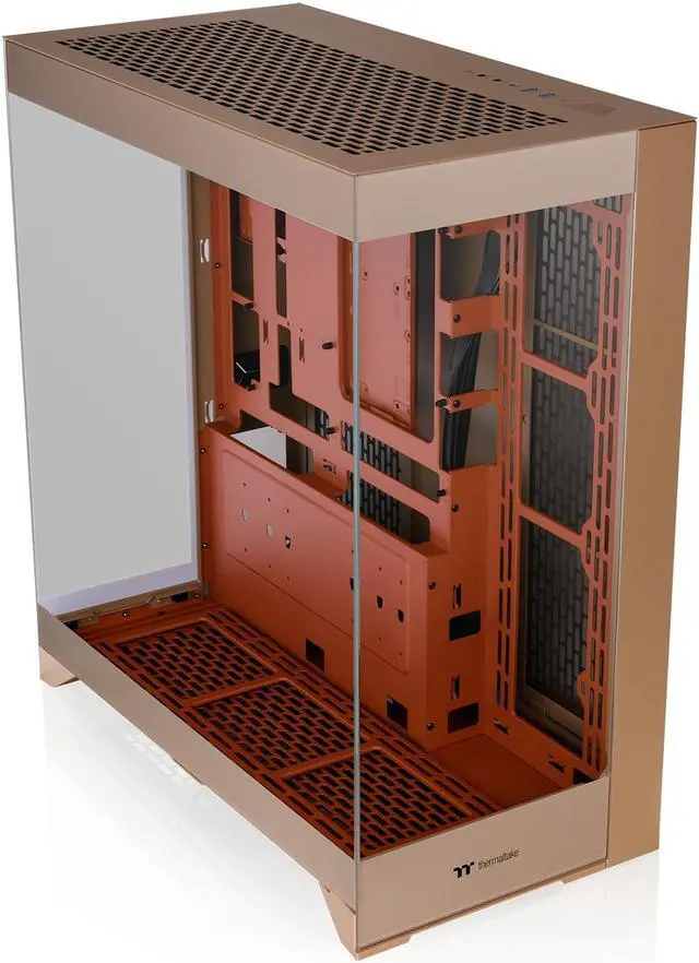 Alt view image 2 of 7 - Thermaltake CTE E550 TG Gravel Sand Mid Tower ATX Case; 3 Tempered Glass Panels; Hidden-Connector Motherboard Support; Three-Way VGA Installations; Dual Chamber Design; CA-1Z8-00MGWN-00