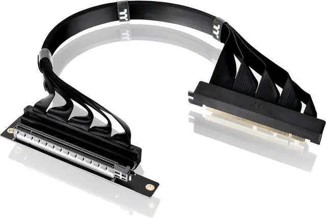 Alt view image 4 of 5 - Thermaltake PCIe 4.0 Dual 90°Degree Connectors Riser Cable 16Gbps High-Speed Transmission 400mm; EMI Shielding AC-077-CO1OTN-C1