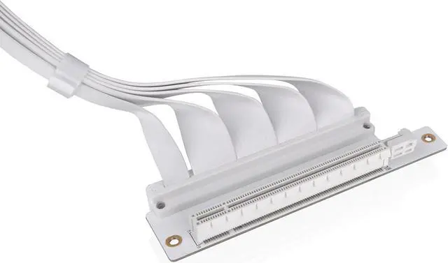 Alt view image 2 of 5 - Thermaltake PCIe 4.0 Dual 90°Degree Connectors Riser Cable White 16Gbps High-Speed Transmission 400mm EMI Shielding AC-077-CO6OTN-C1
