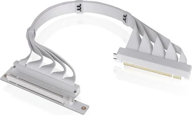 Alt view image 4 of 5 - Thermaltake PCIe 4.0 Dual 90°Degree Connectors Riser Cable White 16Gbps High-Speed Transmission 400mm EMI Shielding AC-077-CO6OTN-C1
