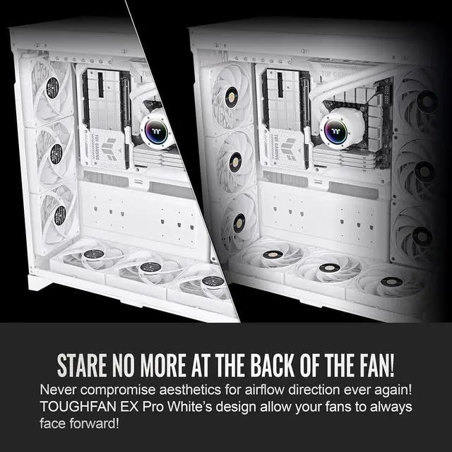 Alt view image 6 of 6 - Thermaltake TOUGHFAN EX14 Pro Snow PC Cooling Fan Magnetic Connection Swappable Fan Blade PWM Controlled 500~2000 RPM Air Flow 119.6 CFM 140mm Case/Radiator Fan (3 Pack) CL-F172-PL14WT-A