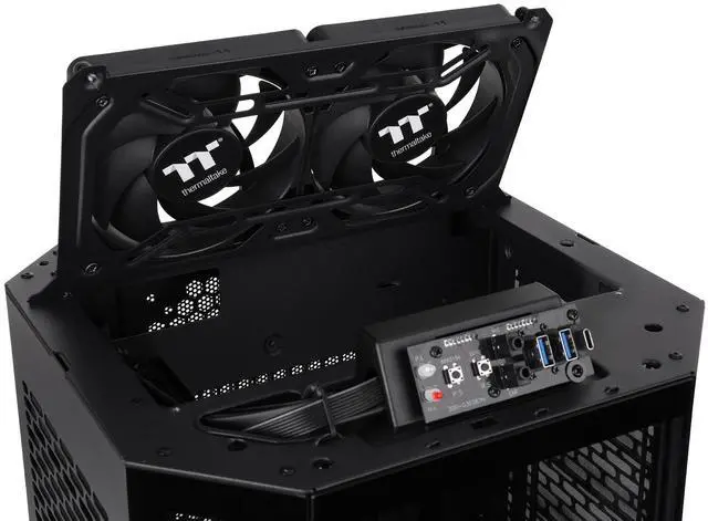 Alt view image 7 of 20 - Thermaltake Tower 250 Black Mini-ITX Mini Tower 2x120mm CT Fans Included 360mm Radiator Support 360mm GPU Clearance Dual Chamber CA-1Z9-00S1WN-00