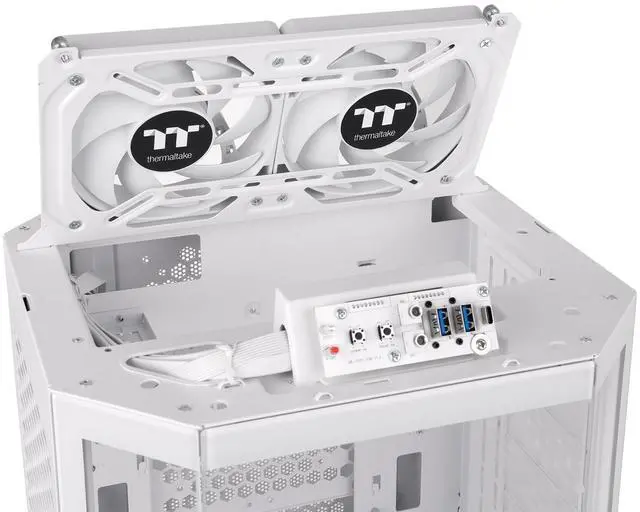 Alt view image 6 of 20 - Thermaltake Tower 250 Snow Mini-ITX Mini Tower 2x120mm CT Fans Included, 360mm Radiator Support 360mm GPU Clearance Dual Chamber CA-1Z9-00S6WN-00