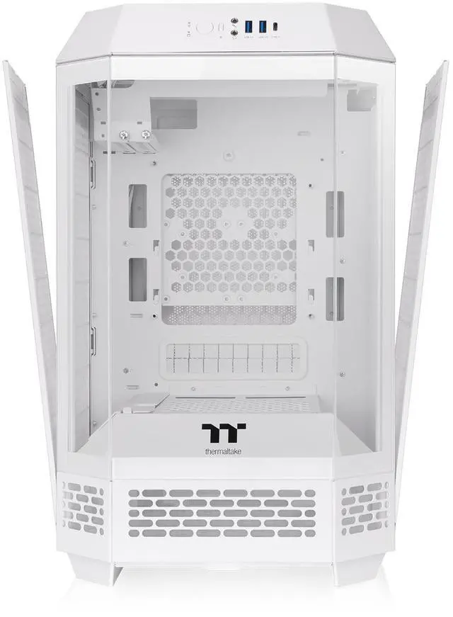 Alt view image 2 of 20 - Thermaltake Tower 250 Snow Mini-ITX Mini Tower 2x120mm CT Fans Included, 360mm Radiator Support 360mm GPU Clearance Dual Chamber CA-1Z9-00S6WN-00