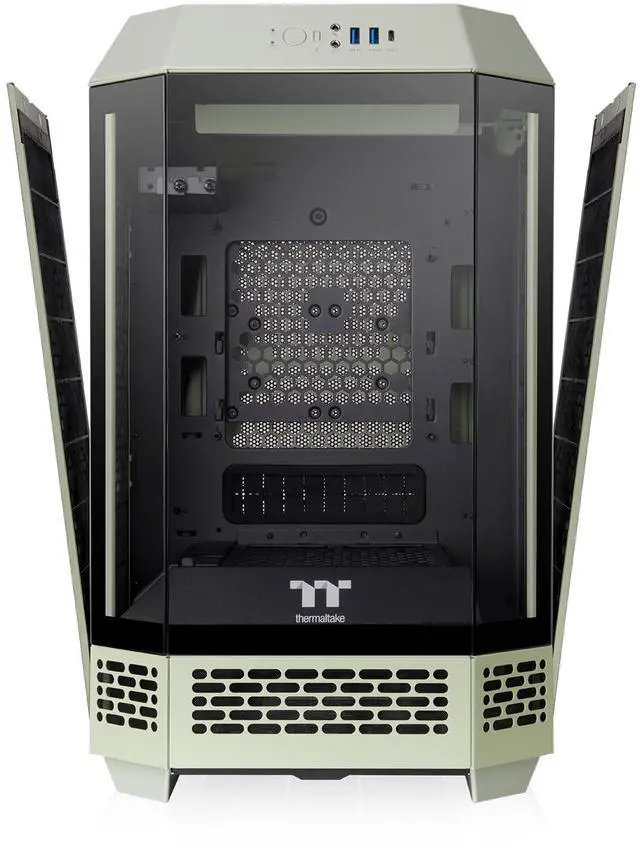 Alt view image 3 of 20 - Thermaltake Tower 250 Matcha Green Mini-ITX Mini Tower 2x120mm CT Fans Included, 360mm Radiator Support 360mm GPU Clearance Dual Chamber CA-1Z9-00SEWN-00