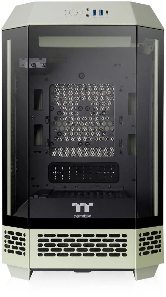 Alt view image 2 of 20 - Thermaltake Tower 250 Matcha Green Mini-ITX Mini Tower 2x120mm CT Fans Included, 360mm Radiator Support 360mm GPU Clearance Dual Chamber CA-1Z9-00SEWN-00