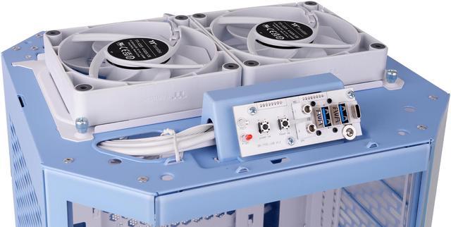 Alt view image 6 of 20 - Thermaltake Tower 250 Hydrangea Blue Mini-ITX Mini Tower 2x120mm CT Fans Included, 360mm Radiator Support 360mm GPU Clearance Dual Chamber CA-1Z9-00SFWN-00