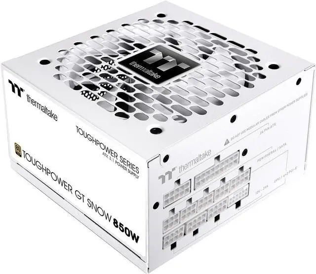 Main image of Thermaltake Toughpower GT 850W Snow ATX 3.1 Power Supply 80 Plus Gold Efficiency Smart Zero Fan Native 600W PCIe 5.1 Connector PS-TPT-0850FNFAGU-W