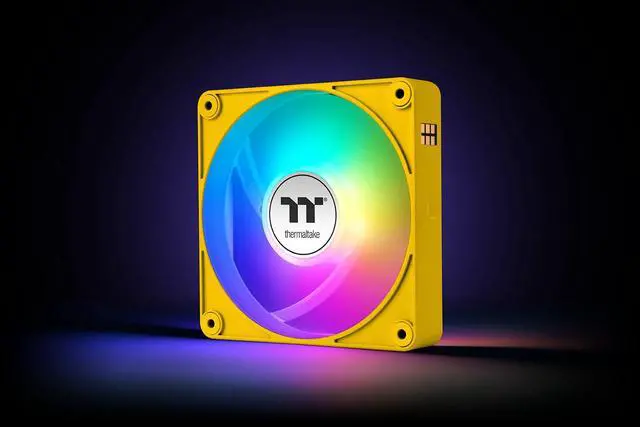 Alt view image 6 of 7 - Thermaltake CT140 EX ARGB Sync PC Cooling Fan 3 Pack, PWM 500~1800 RPM, 5V Motherboard Sync, 16.8 Million Colors 9 LEDs, MagForce 2.0 Connectors, Hydraulic Bearing, Bumblebee, CL-F217-PL14BB-A