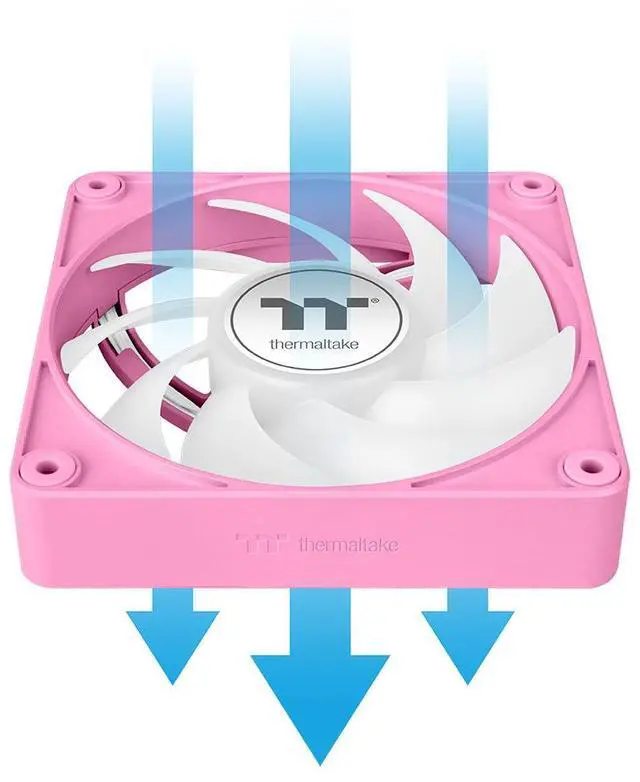 Alt view image 5 of 15 - Thermaltake CT140 EX ARGB Sync PC Cooling Fan 3 Pack, PWM 500~1800 RPM, 5V Motherboard Sync, 16.8 Million Colors 9 LEDs, MagForce 2.0 Connectors, Hydraulic Bearing, Bubble Pink, CL-F221-PL14PK-A