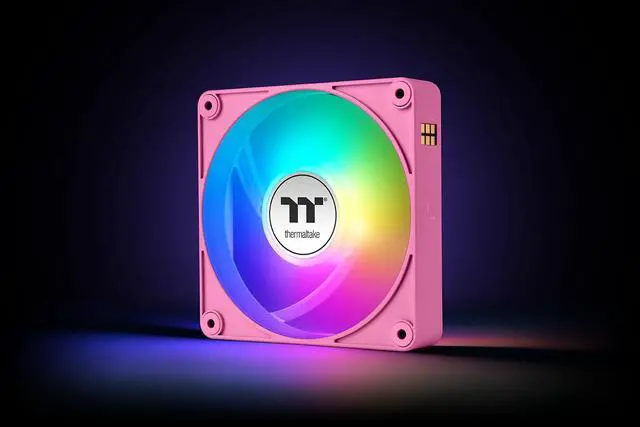 Alt view image 6 of 15 - Thermaltake CT140 EX ARGB Sync PC Cooling Fan 3 Pack, PWM 500~1800 RPM, 5V Motherboard Sync, 16.8 Million Colors 9 LEDs, MagForce 2.0 Connectors, Hydraulic Bearing, Bubble Pink, CL-F221-PL14PK-A