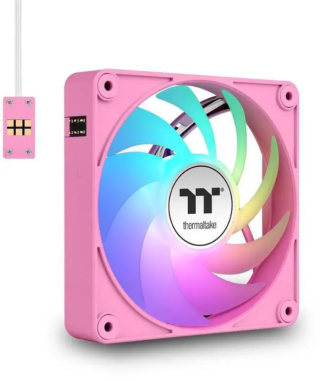 Alt view image 2 of 15 - Thermaltake CT140 EX ARGB Sync PC Cooling Fan 3 Pack, PWM 500~1800 RPM, 5V Motherboard Sync, 16.8 Million Colors 9 LEDs, MagForce 2.0 Connectors, Hydraulic Bearing, Bubble Pink, CL-F221-PL14PK-A