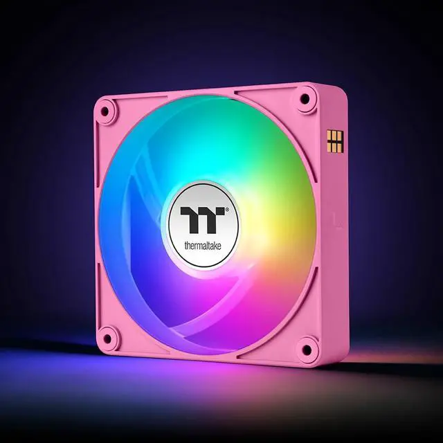 Alt view image 4 of 14 - Thermaltake CT120 EX Reverse ARGB Sync PC Cooling Fan 3 Pack, 500~2000 RPM, 5V Mobo Sync, 16.8 Million Colors 9 LEDs, MagForce 2.0 Connectors, Hydraulic Bearing, Bubble Pink, CL-F225-PL12PK-A