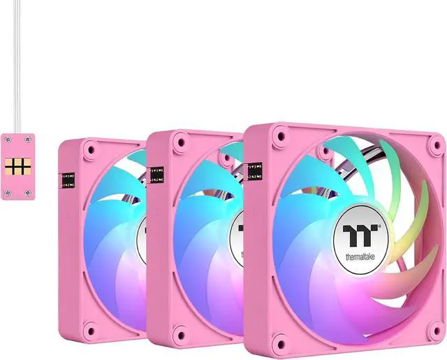 Main image of Thermaltake CT140 EX Reverse ARGB Sync PC Cooling Fan 3 Pack, 500~1800 RPM, 5V Mobo Sync, 16.8 Million Colors 9 LEDs, MagForce 2.0 Connectors, Hydraulic Bearing, Bubble Pink, CL-F229-PL14PK-A
