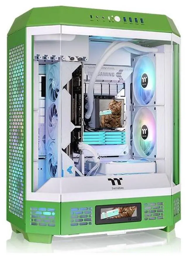Alt view image 6 of 14 - Thermaltake Tower 600 Mid Tower; 2x140mm CT Fans Included; 420mm Radiator Support; 400mm GPU Clearance; Hidden Connector Support; Rotatable PCIe Slots; Light-Year Green; CA-1Z1-00MOWN-00