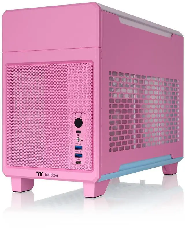 Alt view image 3 of 14 - Thermaltake TR100 SFF Chassis; mITX Support; 18.9 Liters; PCIe 4.0 Riser Cable Included; 360mm GPU Clearance; 280mm Radiator Support; Removable PCIe Bracket; Bubble Pink; CA-11A-00SANN-00