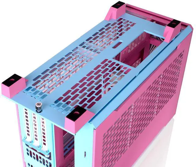 Alt view image 6 of 14 - Thermaltake TR100 SFF Chassis; mITX Support; 18.9 Liters; PCIe 4.0 Riser Cable Included; 360mm GPU Clearance; 280mm Radiator Support; Removable PCIe Bracket; Bubble Pink; CA-11A-00SANN-00