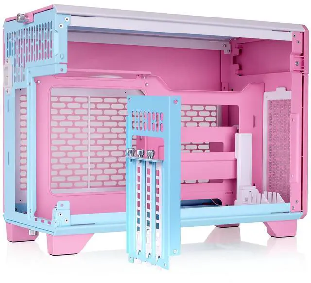 Alt view image 8 of 14 - Thermaltake TR100 SFF Chassis; mITX Support; 18.9 Liters; PCIe 4.0 Riser Cable Included; 360mm GPU Clearance; 280mm Radiator Support; Removable PCIe Bracket; Bubble Pink; CA-11A-00SANN-00